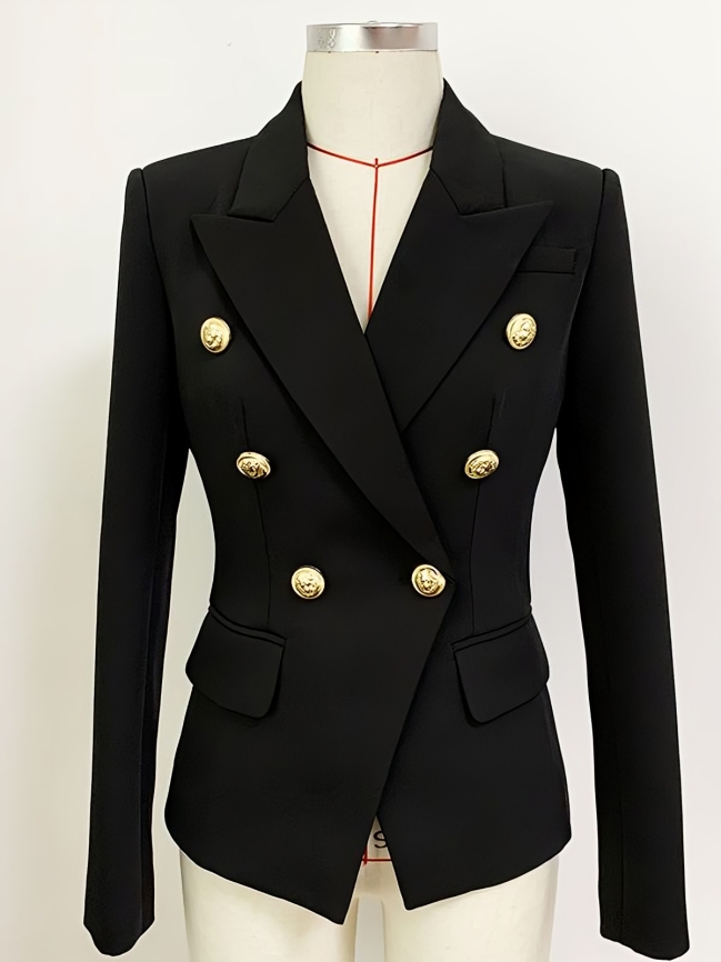 Mulonu® Top Quality Women Double Breasted Metal Buttons Blazer