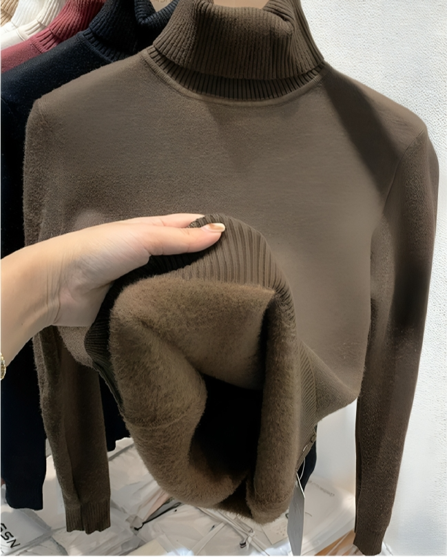 Mulonu® Winter Thick Plush Fleece Lined Knit Turtleneck Sweater