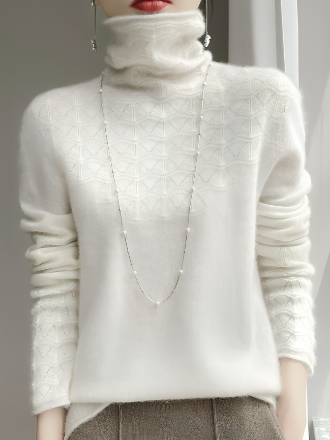 Mulonu® 100% Wool Sweater Turtleneck Hollow Long Sleeves