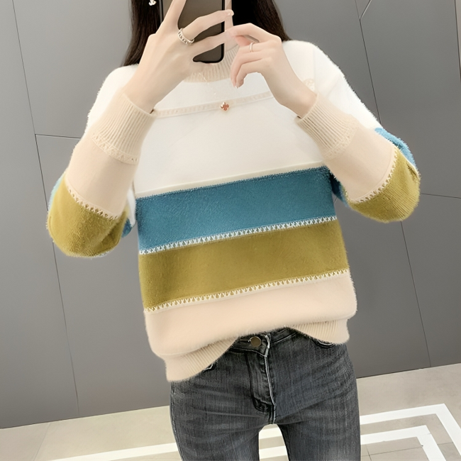 Mulonu® Mink Fleece Half High Neck Loose Women's Knitted Sweater