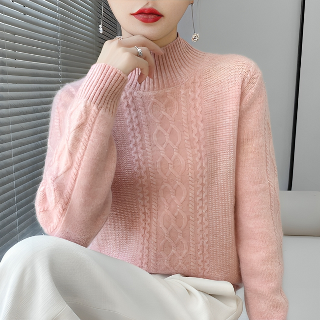 Mulonu® Women Sweater Mock Neck Knitted Pullover Sweater