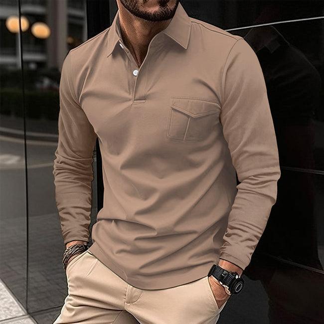 Mulonu® Long sleeve button-up polo shirt