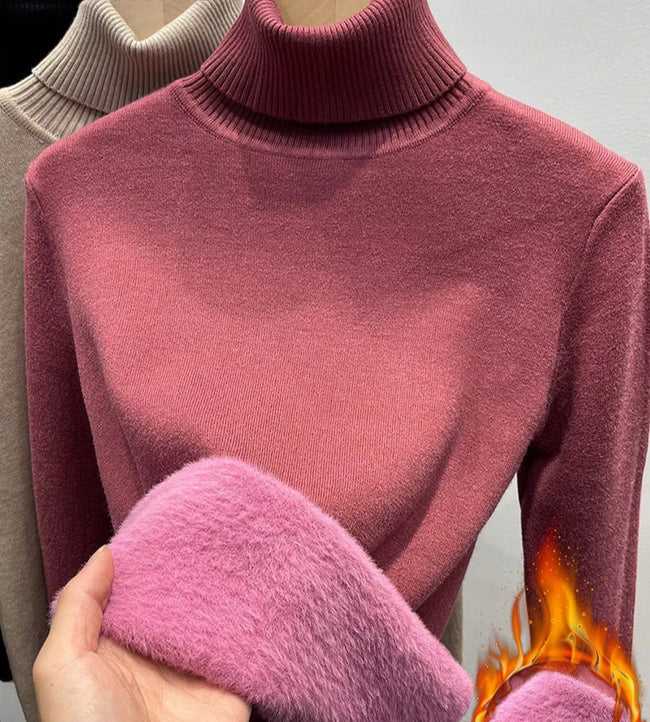 Mulonu® Winter Thick Plush Fleece Lined Knit Turtleneck Sweater