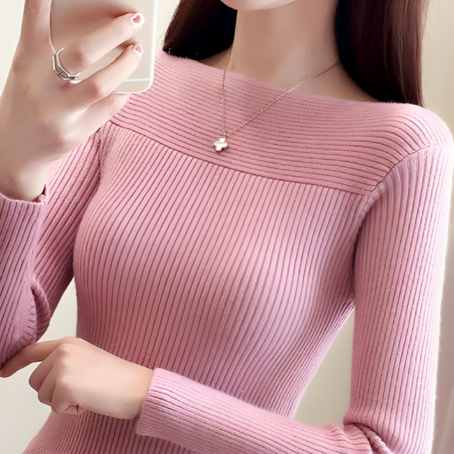 Mulonu® Women Neck Slim Knitted Long Sleeve Office Sweaters