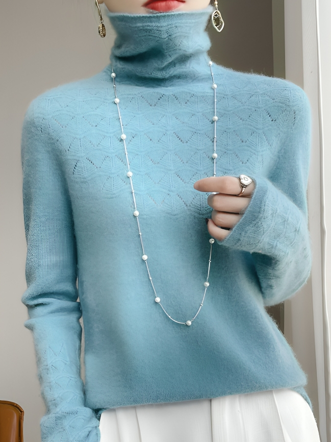 Mulonu® 100% Wool Sweater Turtleneck Hollow Long Sleeves