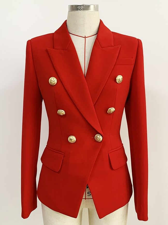 Mulonu® Top Quality Women Double Breasted Metal Buttons Blazer