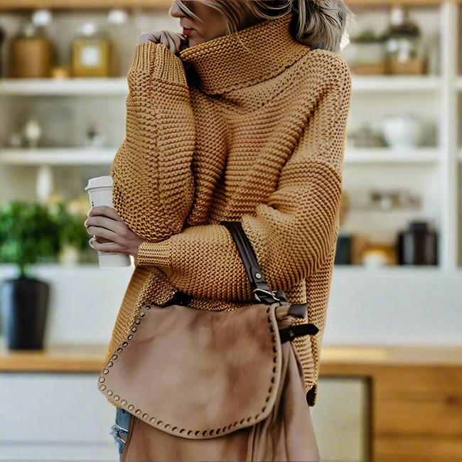 Mulonu® Loose Solid color Turtleneck Sweater for Women