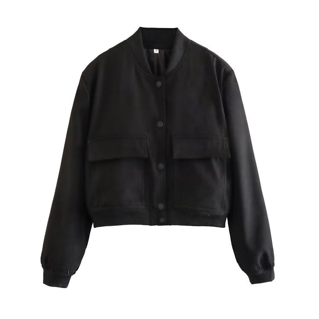 Mulonu® Women's Bomber Jacket with Pockets – Vintage Style, Front Button