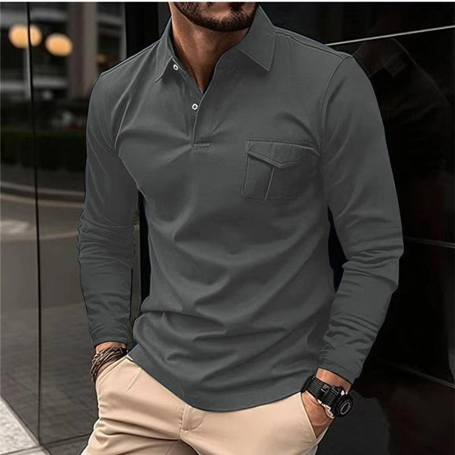Mulonu® Long sleeve button-up polo shirt