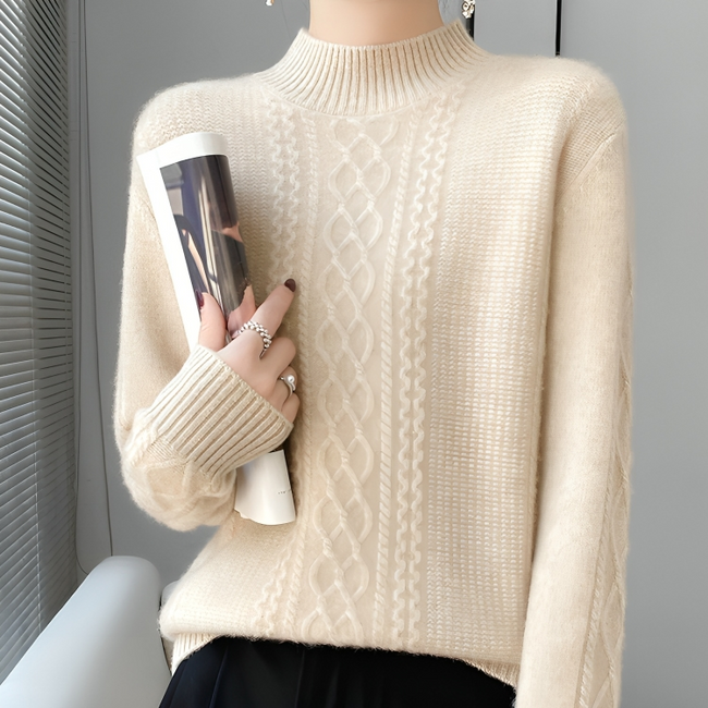 Mulonu® Women Sweater Mock Neck Knitted Pullover Sweater