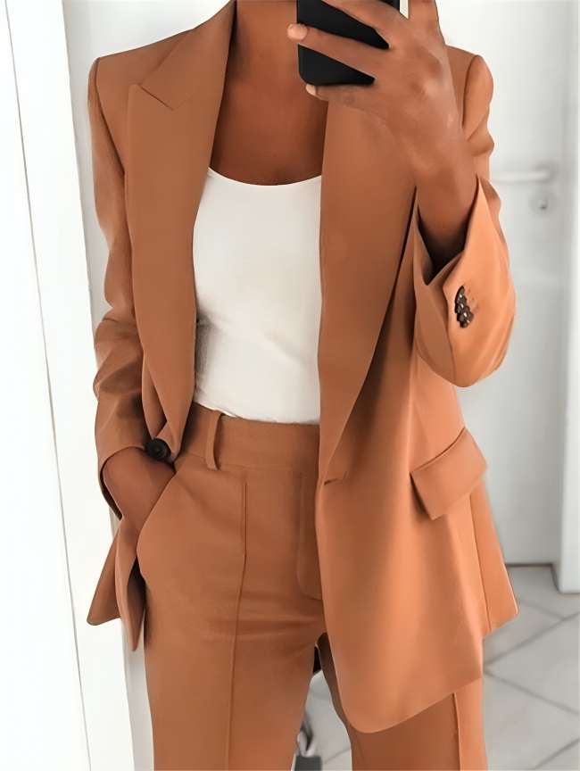 Mulonu® Turndown Collar Long Sleeve Buttons Women Blazer