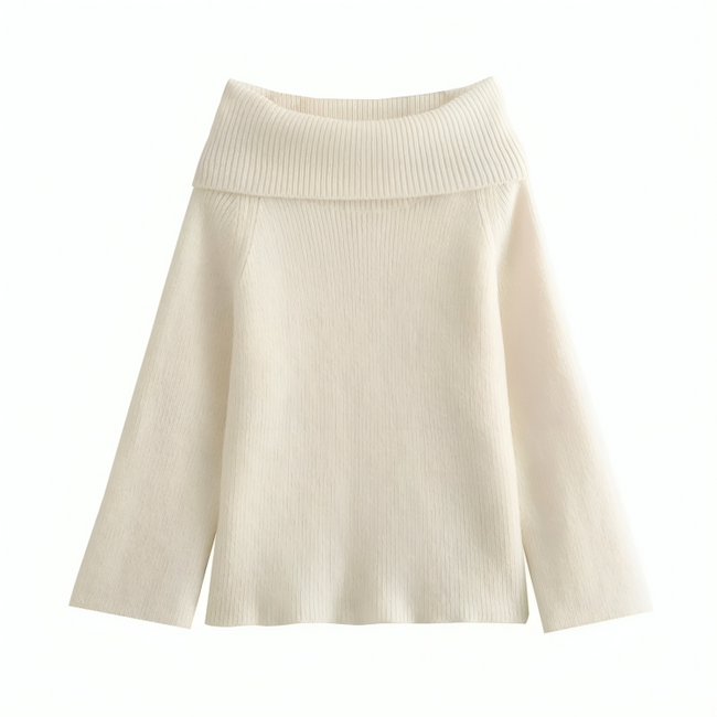 Mulonu® Women Off Shoulder Sweater Long Sleeve Knitted Pullover