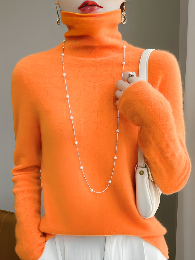 Mulonu® 100% Wool Sweater Turtleneck Hollow Long Sleeves