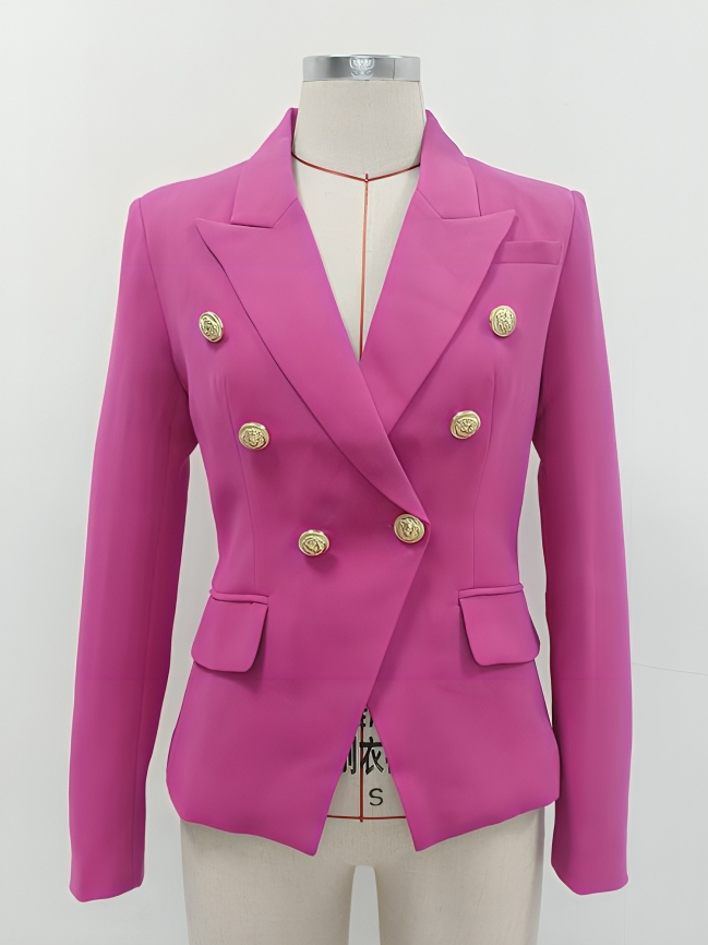 Mulonu® Top Quality Women Double Breasted Metal Buttons Blazer