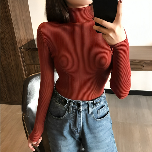 Mulonu® Turtleneck Women's Sweater Slim Bottoming Knitted Tops
