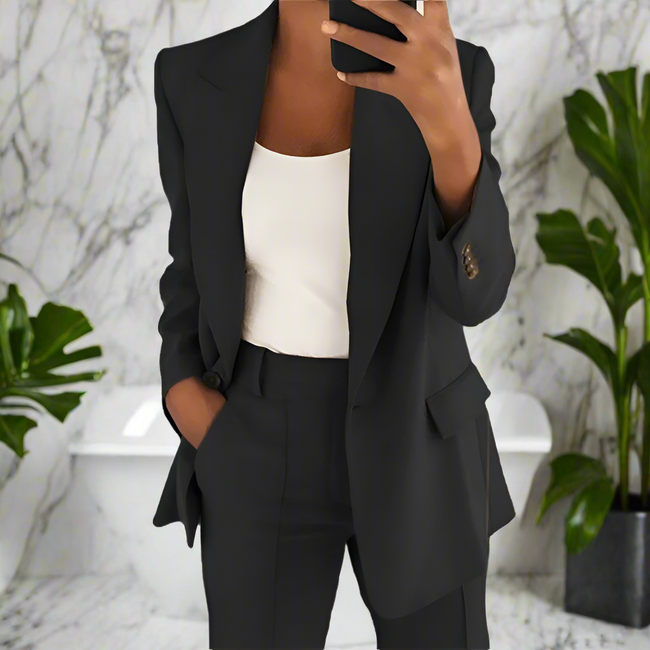 Mulonu® Turndown Collar Long Sleeve Buttons Women Blazer