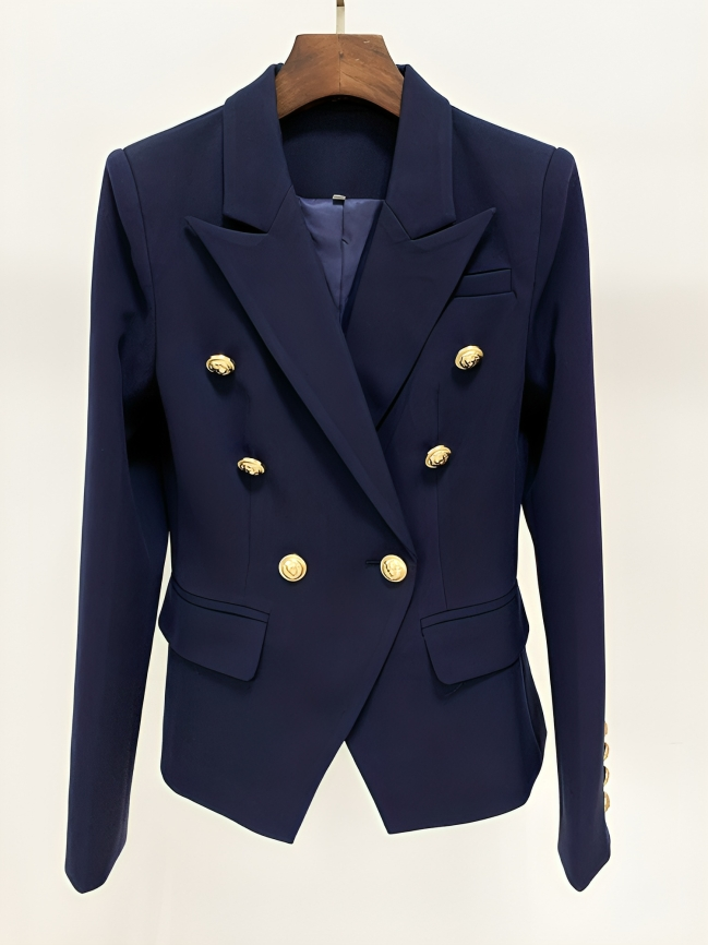 Mulonu® Top Quality Women Double Breasted Metal Buttons Blazer