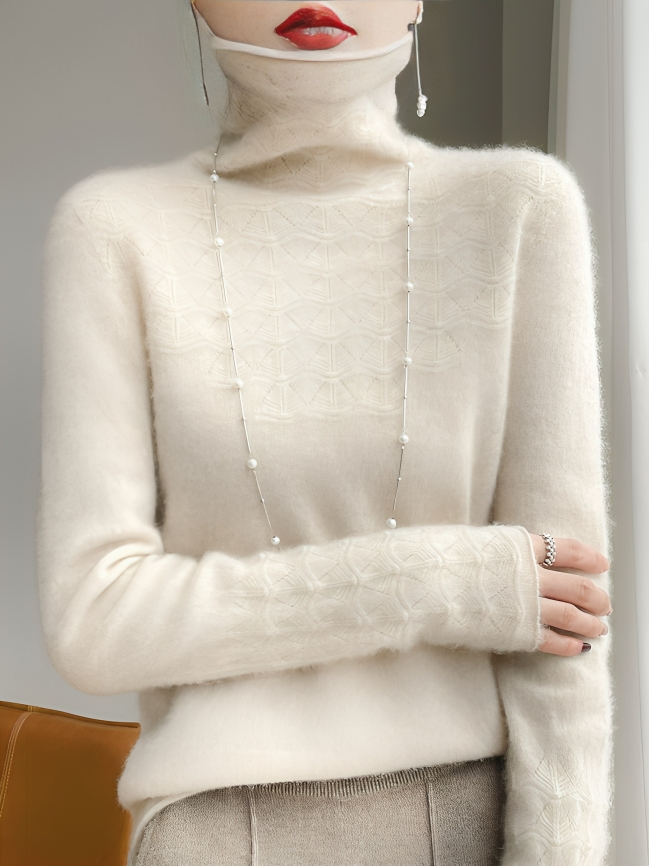 Mulonu® 100% Wool Sweater Turtleneck Hollow Long Sleeves