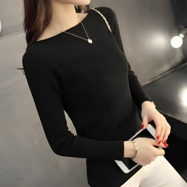 Mulonu® Women Neck Slim Knitted Long Sleeve Office Sweaters