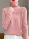Mulonu® 100% Wool Sweater Turtleneck Hollow Long Sleeves
