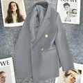 Mulonu® Blue Women Blazers long Office coat for women