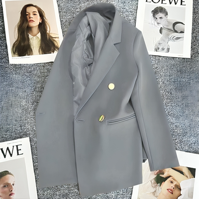 Mulonu® Blue Women Blazers long Office coat for women