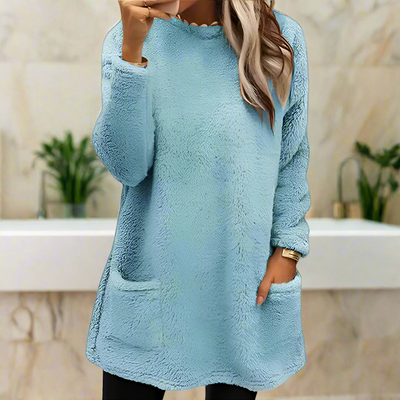 Mulonu® Women Sweater Winter Stylish Fleece with Pocket Mid-length