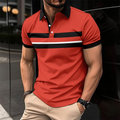 Martin™ casual fashion polyester button stripe polo shirt