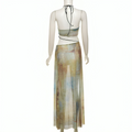 Mulonu® Tie Dye Print Women Sexy Maxi Dress Backless