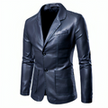 Mulonu® New Men's Lapel Leather Dress Suit Coat