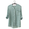 Mulonu® Women Linen Button Loose Long Sleeve Blouse