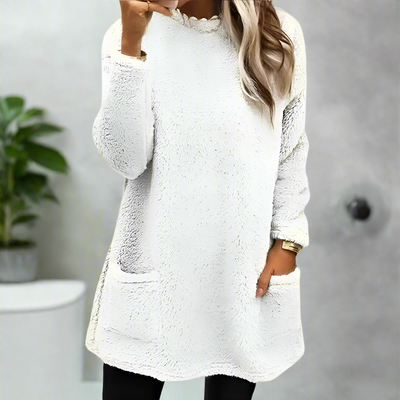 Mulonu® Women Sweater Winter Stylish Fleece with Pocket Mid-length
