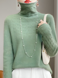 Mulonu® 100% Wool Sweater Turtleneck Hollow Long Sleeves