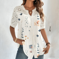 Mulonu® Casual Lace Woman Loose & Short Sleeve Blouse