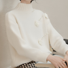 Mulonu® Mink Fleece 3D Flower Half High Collar Slim Women's Sweater