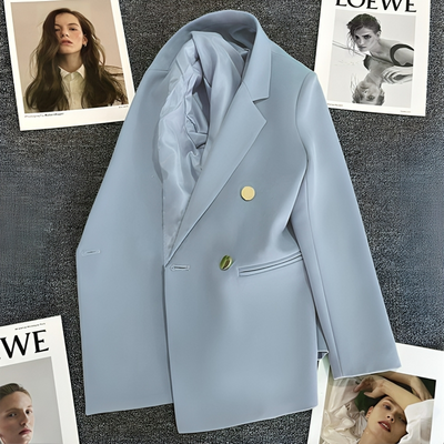 Mulonu® Blue Women Blazers long Office coat for women