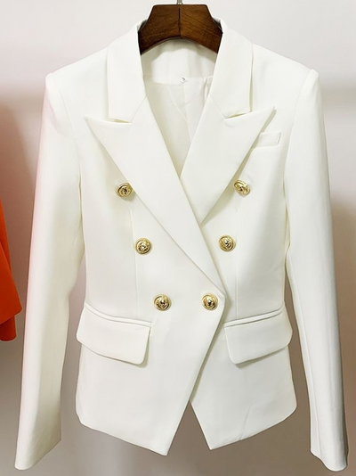 Mulonu® Top Quality Women Double Breasted Metal Buttons Blazer