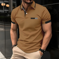 Martin™ casual fashion polyester button stripe polo shirt