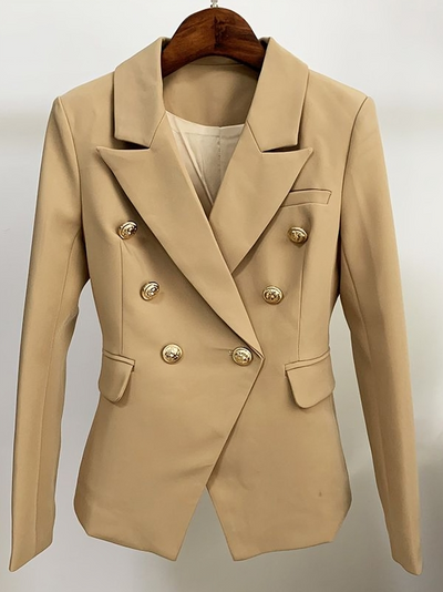 Mulonu® Top Quality Women Double Breasted Metal Buttons Blazer