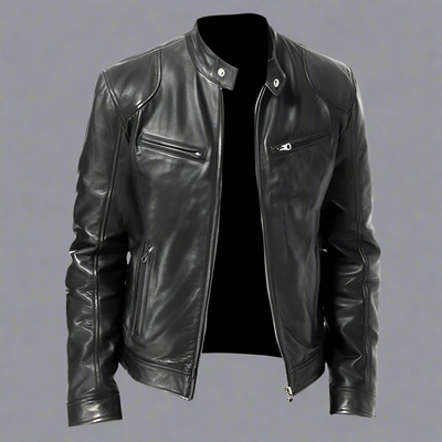 Mulonu® Biker Leather Windbreaker Leather Jacket for Men