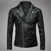 Mulonu® Black White Slim Fit Men Leather Jacket