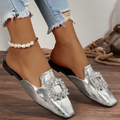 Mulonu® New Mules Crystal Slingback Dress Flip Flop Square Toe