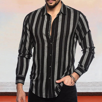 Mulonu® Black casual button up shirt