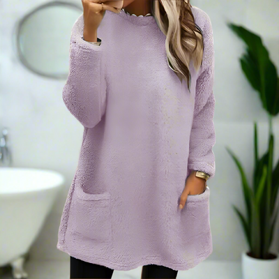 Mulonu® Women Sweater Winter Stylish Fleece with Pocket Mid-length