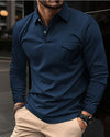 Mulonu® Long sleeve button-up polo shirt