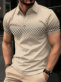 Martin™ 3D digital print zipper style polo shirt