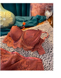 Mulonu® Embroidery Sexy Underwear Set: Lace Brassiere, Deep V Push-Up Bra, and Panties