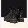 2024 Winter Chic: Plush Warm Black and White Snow Boots with Hard Sole - Stylish Flat Shoes for Women