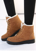 English Style Winter Boots 2023: Ankle Snow Boots with Fur, Low Heels for Women's Fashion