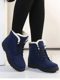 English Style Winter Boots 2023: Ankle Snow Boots with Fur, Low Heels for Women's Fashion